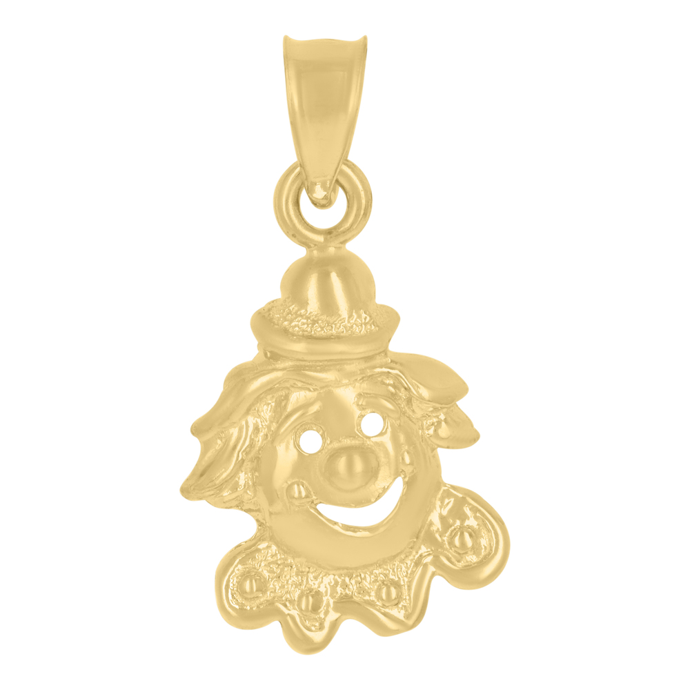 10kt 10k Yellow Gold Textured Unisex Clown Charm Pendant
